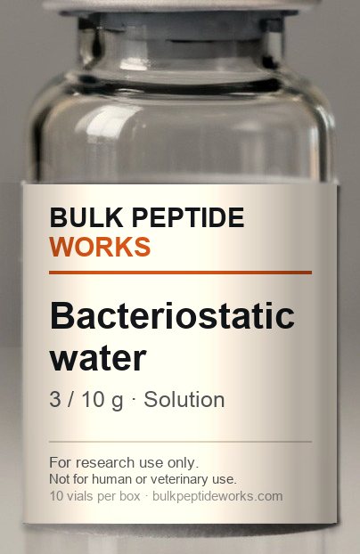 Vial of Bacteriostatic water, labelled with the available strengths
