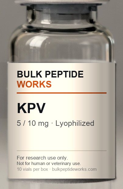 Vial of KPV (Lysine-Proline-Valine), labelled with the available strengths