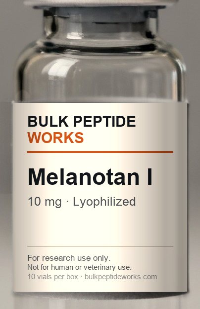 Vial of Melanotan I, labelled with the available strengths
