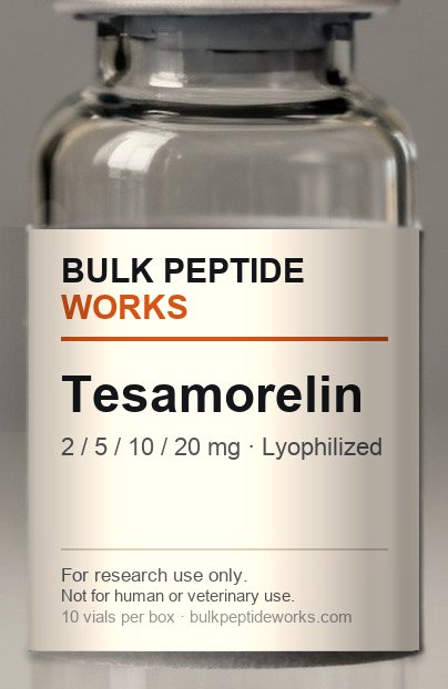Vial of Tesamorelin, labelled with the available strengths